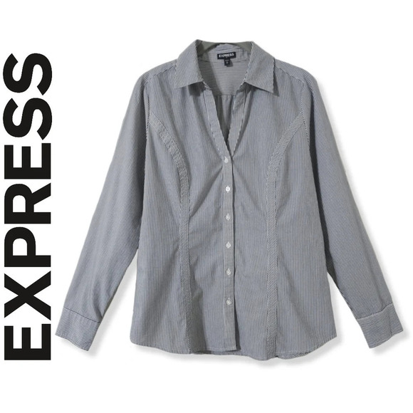 Express Tops - ✨️4/$20. Original Essential Shirt, Button Down Career Wear, Fitted Pin Stripe, M